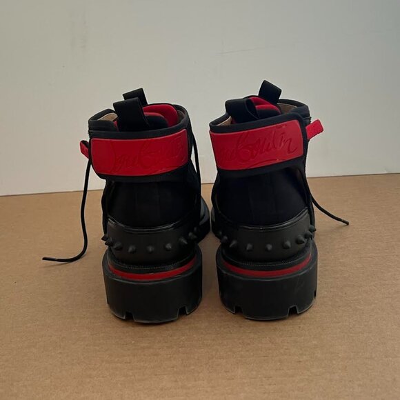 Christian Louboutin Mens Our Georges 2 Flat Black Suede Combat Lace Up Boot 44.5 - Picture 6 of 15